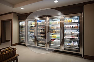 walk-in refrigerator with wide variety of food and beverage selections photo