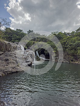 Walk through river waterfalls in Panama