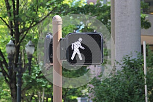 Walk sign for pedestrians crossing the road