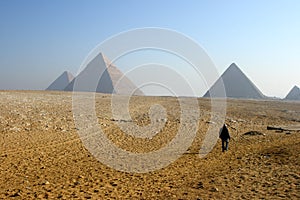 Walk towards pyramids