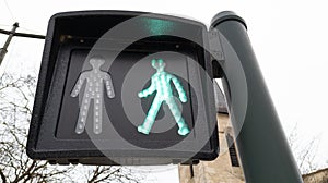 Walk traffic sign green light pedestrian crossing french