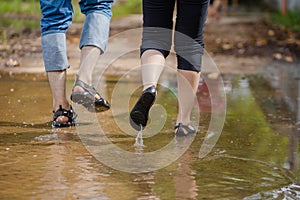 Walk on the water trapped on the road