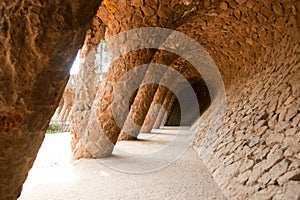 Walk way by Antoni Gaudi in park Guell photo