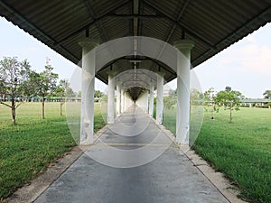 The walk way is long and far away.