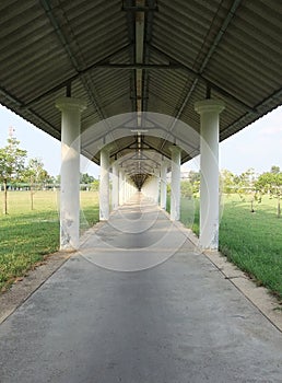 The walk way is long and far away.