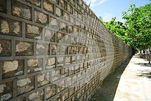 Walk way beside wall