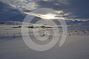 Walk through the winter landscape in Iceland