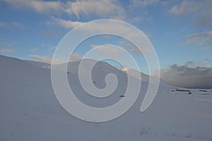 Walk through the winter landscape in Iceland