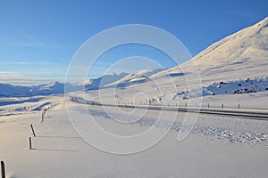 Walk through the winter landscape in Iceland