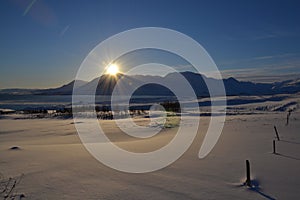 Walk through the winter landscape in Iceland