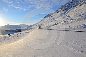 Walk through the winter landscape in Iceland