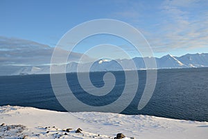 Walk through the winter landscape in Iceland