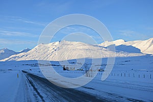 Walk through the winter landscape in Iceland