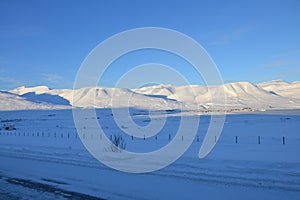 Walk through the winter landscape in Iceland