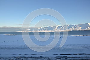 Walk through the winter landscape in Iceland