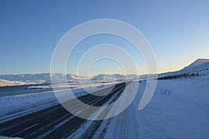 Walk through the winter landscape in Iceland