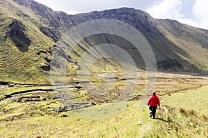 Walker in scenic landscape