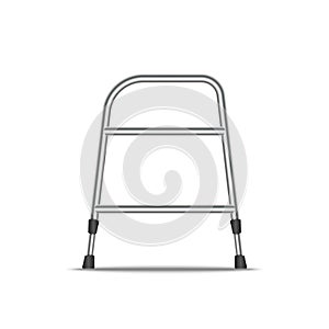 Walker or walking frame for adults side view vector object isolated on white background, rehabilitation equipment for old people