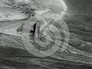 Walkers on the sand.