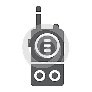 Walkie talkie glyph icon, communication and military, portable radio sign, vector graphics, a solid pattern on a white