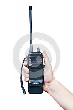 Walkie talkie in hand