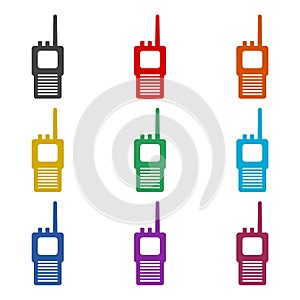 Walkie talkie icon, color set