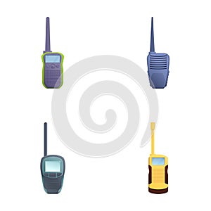 Walkie talkie icons set cartoon vector. Walkie talkie modern radio phone