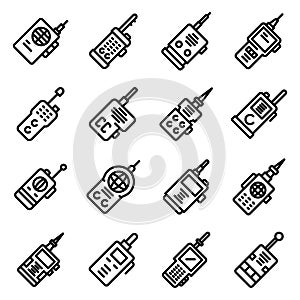 Walkie talkie icons set, outline style