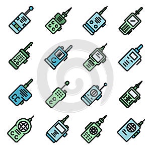 Walkie talkie icons set vector flat