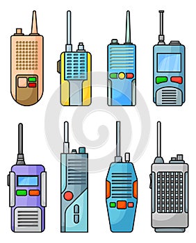 Walkie talkie vector color icon. Isolated color set icon transceiver.Vector illustration walkie talkie on white background