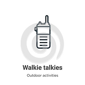 Walkie talkies outline vector icon. Thin line black walkie talkies icon, flat vector simple element illustration from editable