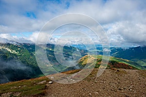 Walking above clouds in slovakian Tatra mountains