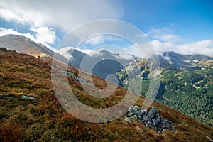 Walking above clouds in slovakian Tatra mountains