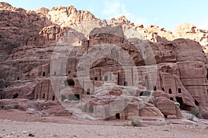 Walking along the street of facades in the ancien nabataean city of Petra