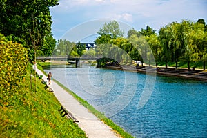 Walking area around the river Ljubljanica in Ljubljana