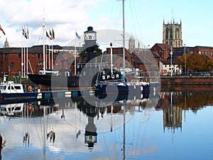 Walking around Hull Marina and walking along the River Humber and Docks.