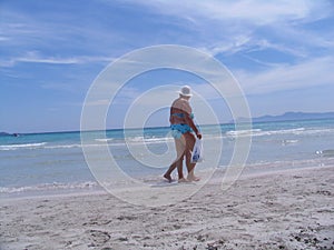 Walking at the beach