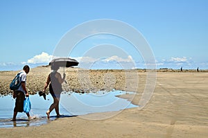 walking on the beach