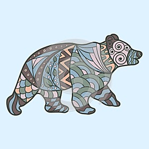 Walking bear with abstract patterns, zenart