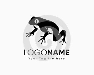 Walking black frog art logo design inspiration