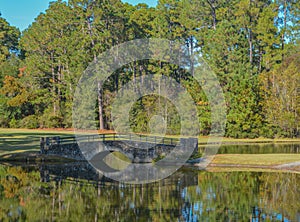 A walking bridge at Little Ocmulgee State Park in McRae, Georgia