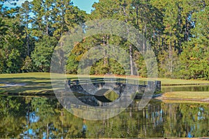 A walking bridge at Little Ocmulgee State Park in McRae, Georgia