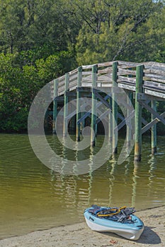 A walking Bridge in Round Island Riverside Park on the Indian River, Vero Beach, Indian River County, Florida photo