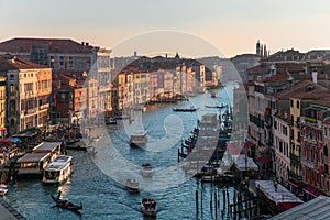 Walking on the bridges of the old city of Venice. The beauty of the ancient city. Italy