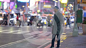Walking on Broadway in New York at night - street photography