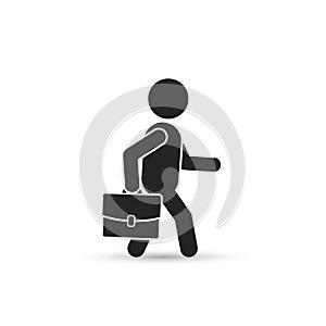 Walking businessman with briefcase or portfolio, side view , vector