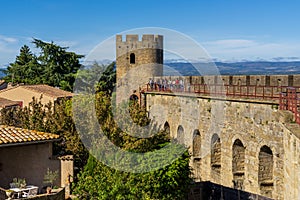 Walking on Carcassonne ramparts fortress