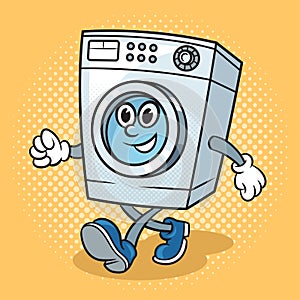 walking cartoon washing machine pop art raster