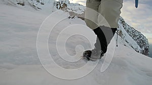 Walking on Crampons on Ice Slow Motion