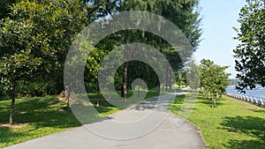 Walking and cycling path by the river